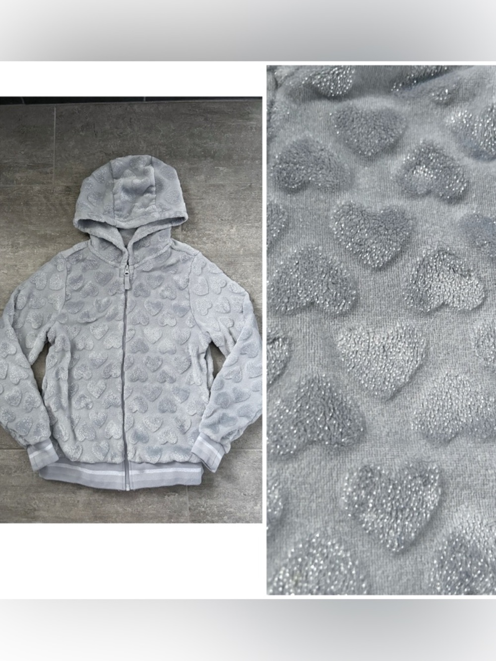 Sparkle Glitter Hooded Zip-Up Jacket Size 10/12